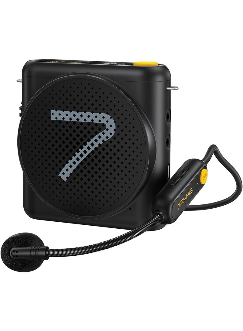 7RYMS WA1 Voice Amplifier with Wireless Headset Microphone for Teachers, Portable Speaker Megaphone with Noise Canceling, 164ft Range, 23H Working, Microphone Speaker for Teaching, Speech, Yoga(Black) - Image 1